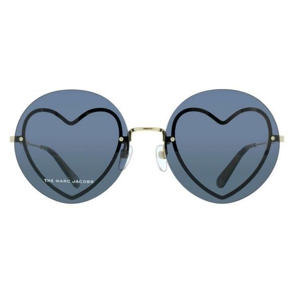 Marc Jacobs Round Shape 59MM  Acetate Sunglasses With Gold Hearts For Wo… - Picture 1 of 16